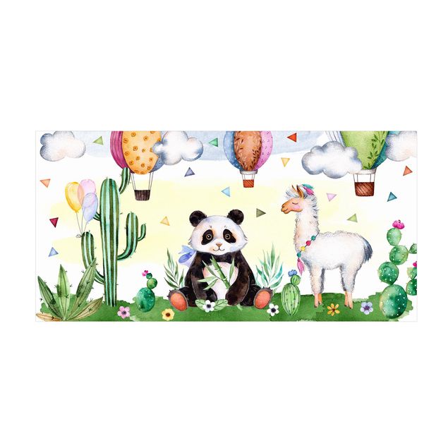 Moderner Teppich Panda und Lama Aquarell