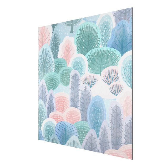 Wandbilder Landschaften Glücklicher Wald in Pastell