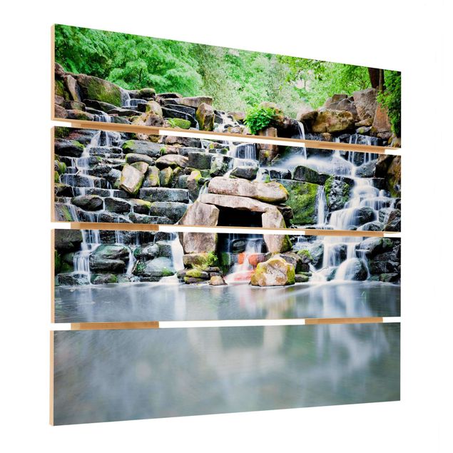 Holzbild - Wasserfall - Quadrat 1:1