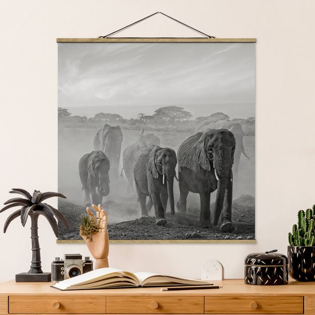 Wanddeko Küche Elefantenherde