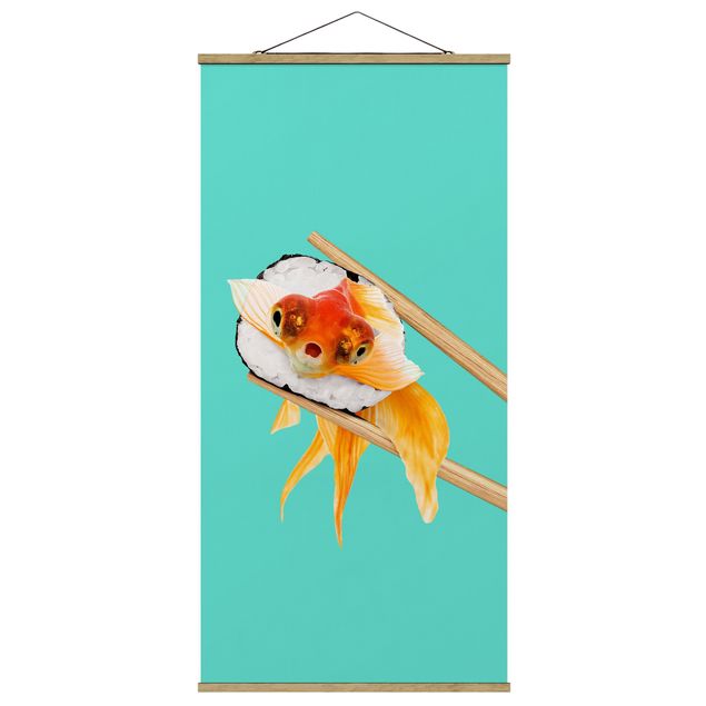 Wandbilder Modern Sushi mit Goldfisch