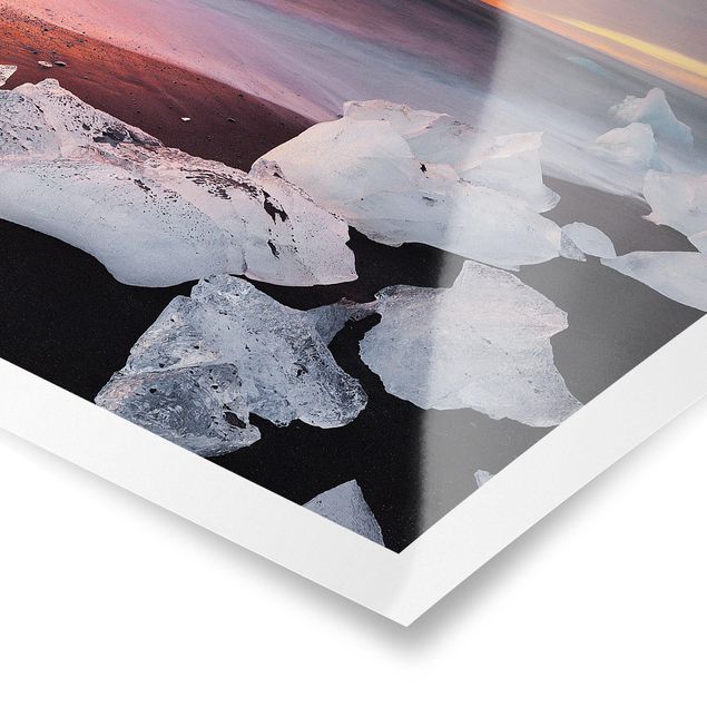 Poster Natur Eisbrocken bei der Gletscherlagune Jökulsárlon Island