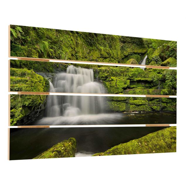 Holzbilder Lower McLean Falls in Neuseeland