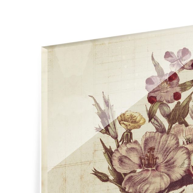 Glas Spritzschutz - Vintage Letter Blumenstrauss - Quadrat - 1:1