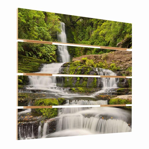 Holzbilder Upper McLean Falls in Neuseeland