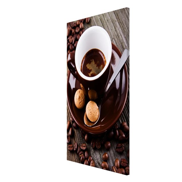 Wandbilder Kunstdrucke Kaffeetasse mit Kaffeebohnen
