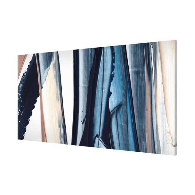 Magnettafel - Blau und Beige Streifen - Panorama Querformat