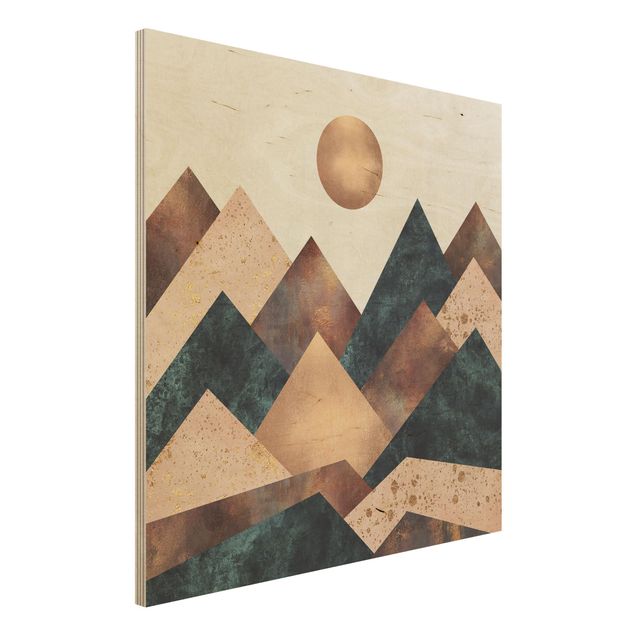 Wanddeko Küche Geometrische Berge Bronze