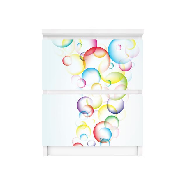 Möbelfolie für IKEA Malm Kommode - Selbstklebefolie Rainbow Bubbles