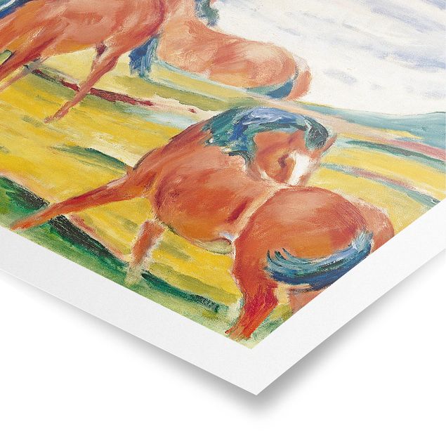 Poster Kunstdruck Franz Marc - Weidende Pferde
