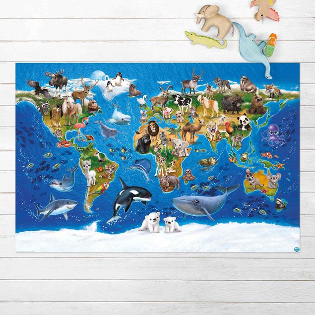 Aussen Teppich Animal Club International - Weltkarte mit Tieren
