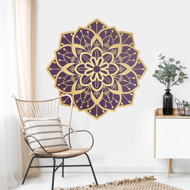 Küche Dekoration Mandala Blüte Muster gold violett