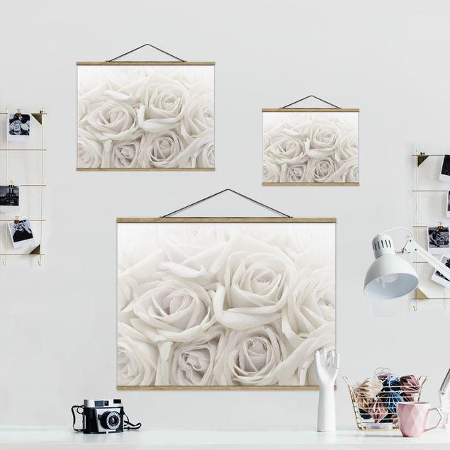 Stoffbilder Weiße Rosen
