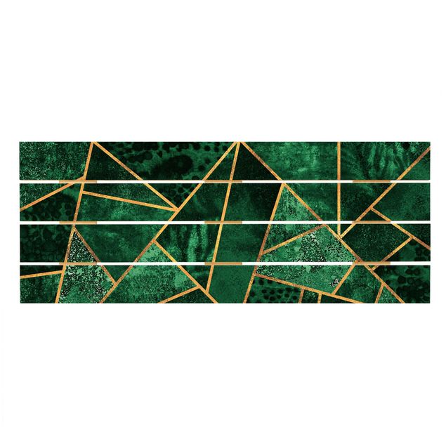 Holzbilder Dunkler Smaragd mit Gold