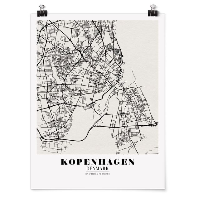 Poster mit Sprüchen Stadtplan Kopenhagen - Klassik