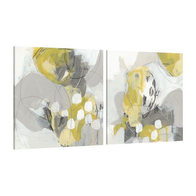 Wandbilder Muster Zitronen im Nebel Set I