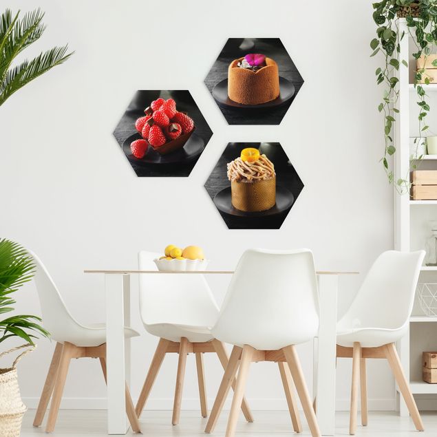 Wandbilder Modern Schokoladentörtchen mit Himbeeren