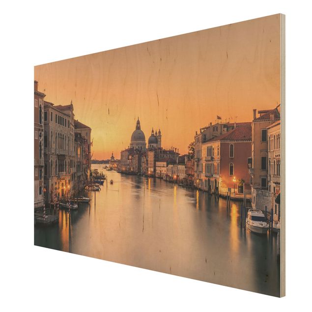 Wandbild Holz Goldenes Venedig