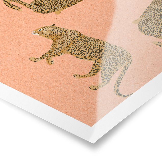 Wandbilder Orange Illustration Leoparden Rosa Malerei