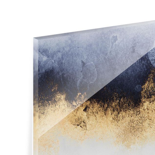 Spritzschutz Glas - Wolkenhimmel mit Gold - Panorama - 5:2