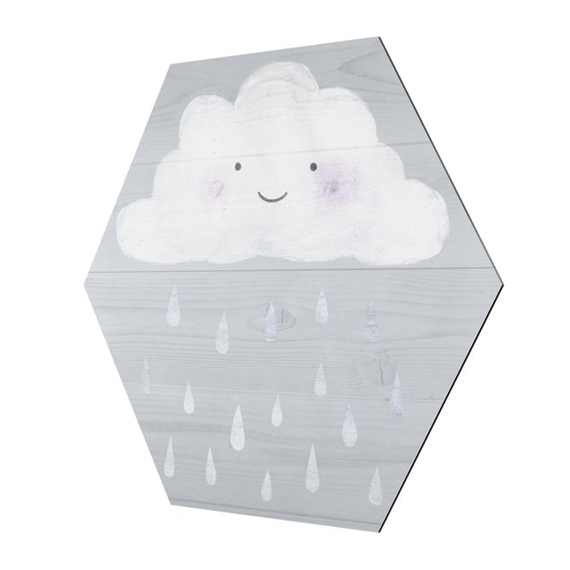 Hexagon Bilder Wolke mit silbernen Regentropfen