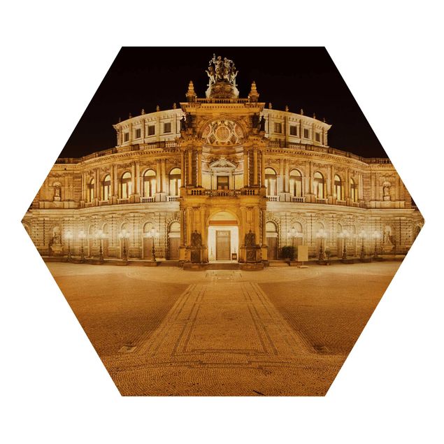Hexagon Bild Holz - Dresdner Opernhaus