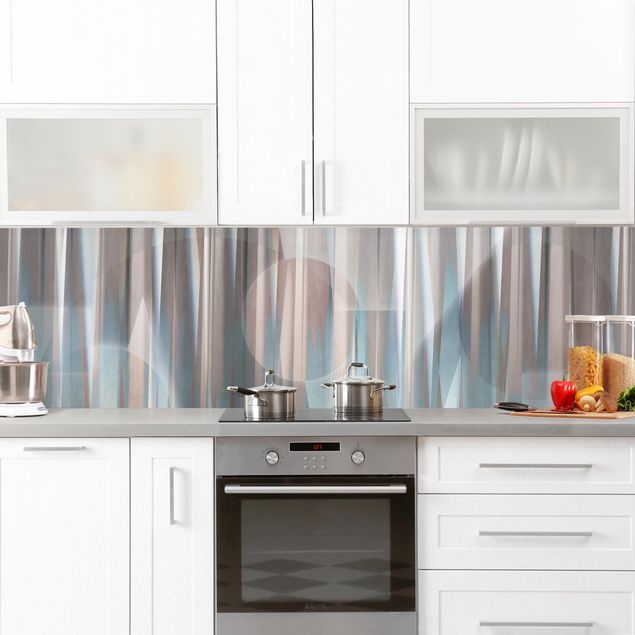 Glasrückwand Küche Geometrische Formen in Kupfer und Blau