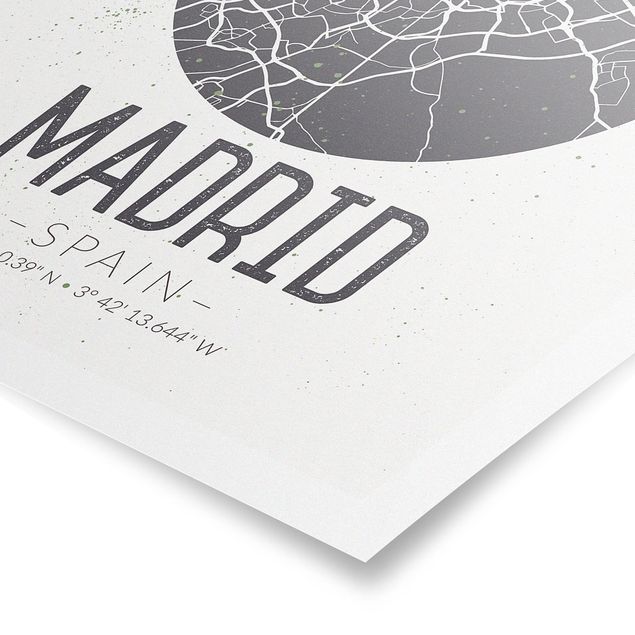 Wandbilder Grau Stadtplan Madrid - Retro