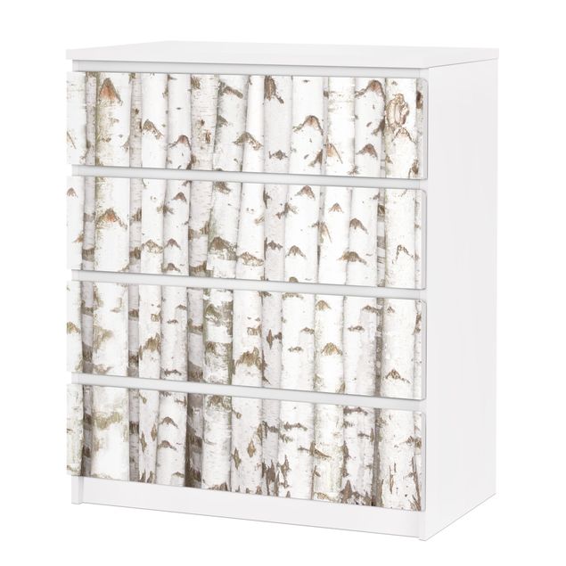 Möbelfolie für IKEA Malm Kommode - selbstklebende Folie No.YK15 Birkenwand