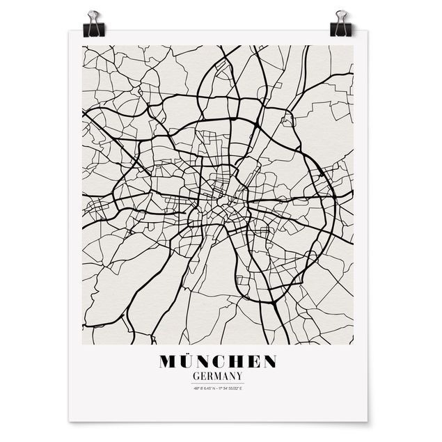 Poster Skylines Stadtplan München - Klassik