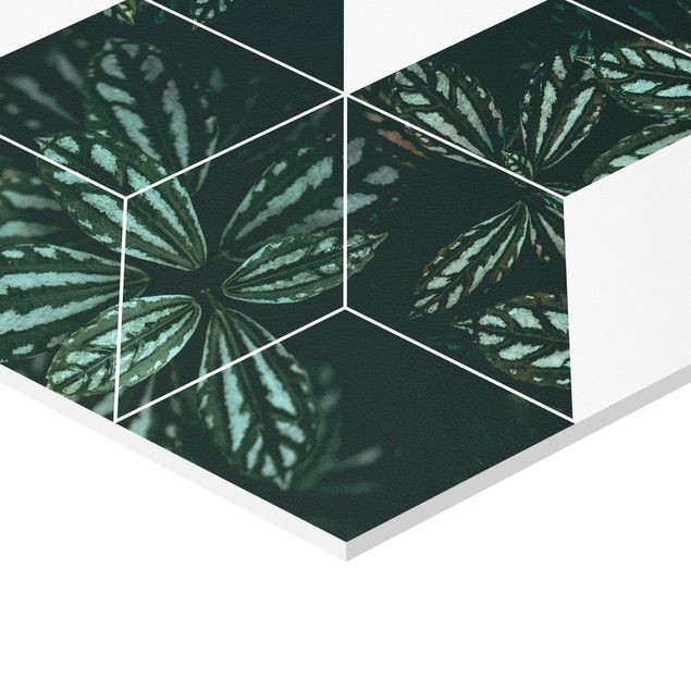 Wandbilder Grün Grüne Blätter Geometrie Set II