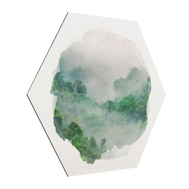 Wandbilder Dschungel Wasserfarben - Dschungel im Nebel