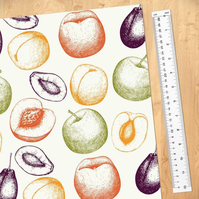 selbstklebende Klebefolie Handgezeichnetes Obst Küchen-Muster
