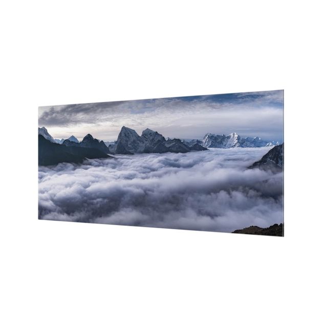 Spritzschutz Glas - Wolkenmeer im Himalaya - Querformat - 2:1