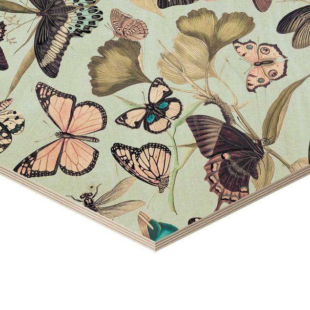 schöne Bilder Vintage Collage - Schmetterlinge und Libellen