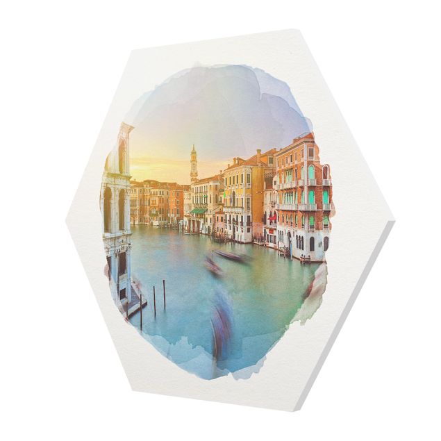 Rainer Mirau Bilder Wasserfarben - Canale Grande Blick von der Rialtobrücke Venedig