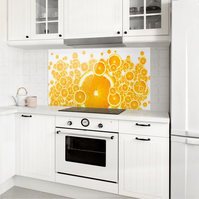 Glasrückwand Küche Retro Orange Pattern