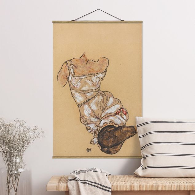 expressionistische Kunstdrucke Egon Schiele - Weiblicher Torso in Unterwäsche