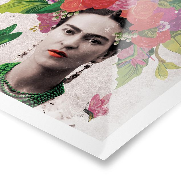 Wandbilder Rot Frida Kahlo - Blumenportrait