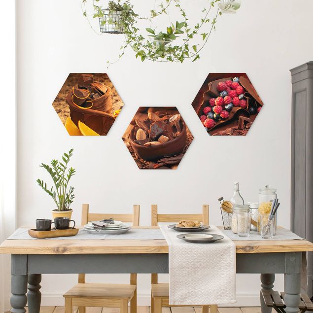 Wandbilder Gewürze Schokolade mit Früchten und Mandeln