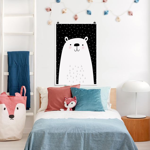 Poster schwarz-weiß Fotografie Tierpark mit Mustern - Eisbär