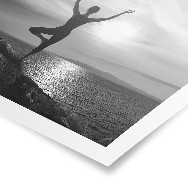 Poster schwarz-weiß Fotografie Yoga schwarz weiss