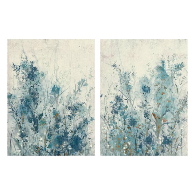 Wandbilder Blau Blaue Frühlingswiese Set I