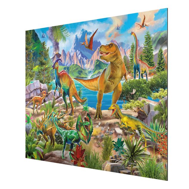 Wandbilder Tiere T-Rex und Parasaurolophus