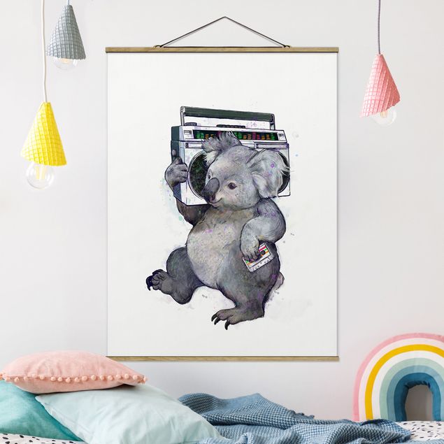 Küche Dekoration Illustration Koala mit Radio Malerei