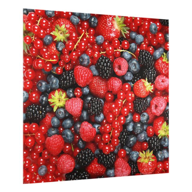 Glas Spritzschutz - Fruchtige Waldbeeren - Quadrat - 1:1