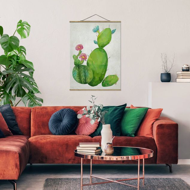 Wandbilder Floral Kaktusfamilie rosa türkis