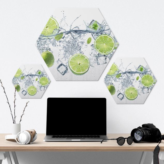 Hexagon Bild Alu-Dibond - Erfrischende Limette