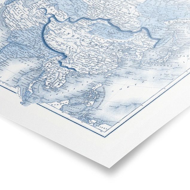 Wandbilder Blau Karte in Blautönen - Asien