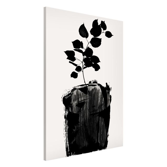 Wanddeko Küche Grafische Pflanzenwelt - Schwarze Blätter